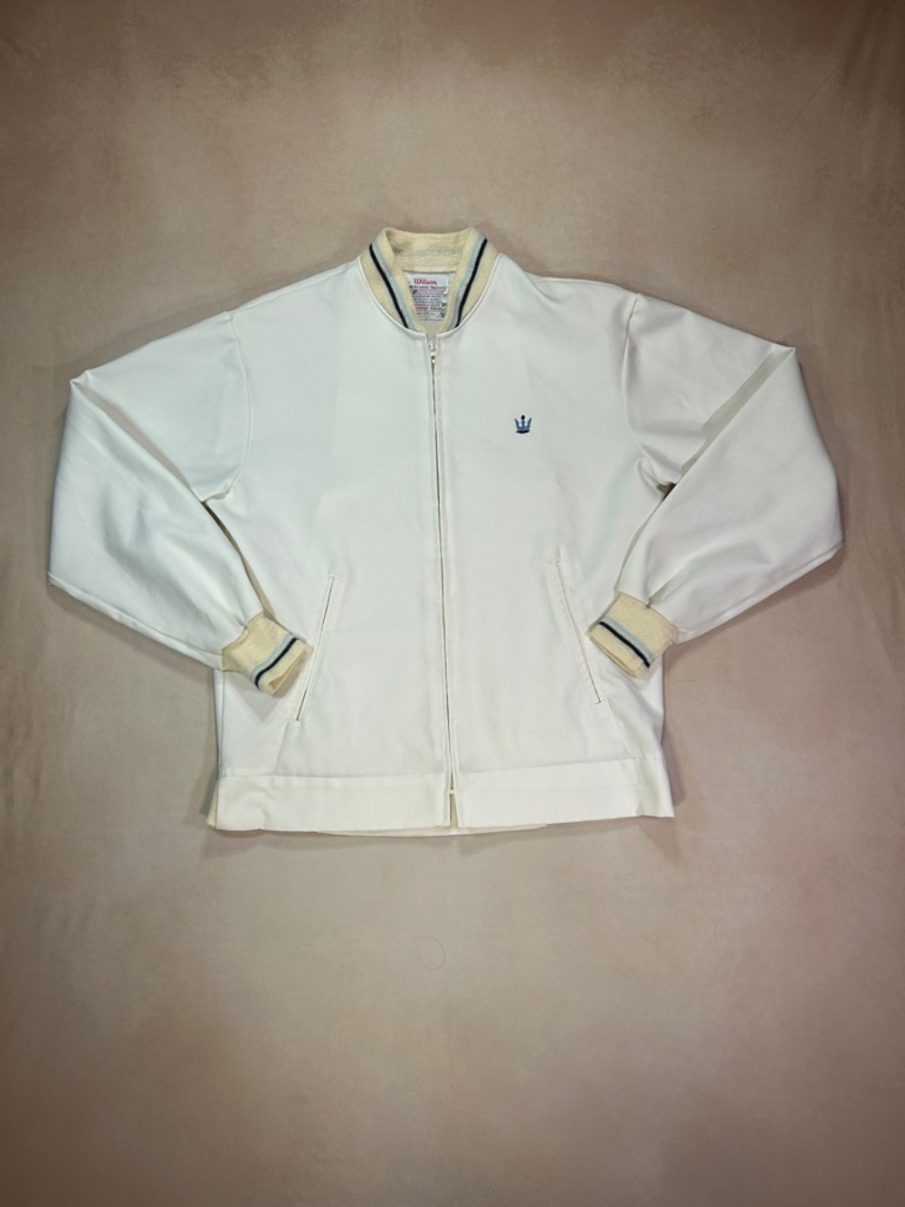 Vintage Wilson Jack Kramer Track Jacket Mens Large White Tennis Made USA 70s